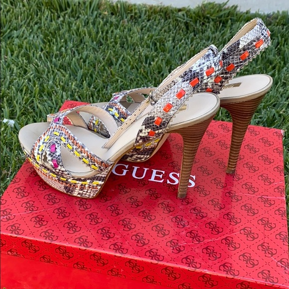 Guess Women's Strapped Platform High Heels - Picture 7 of 8